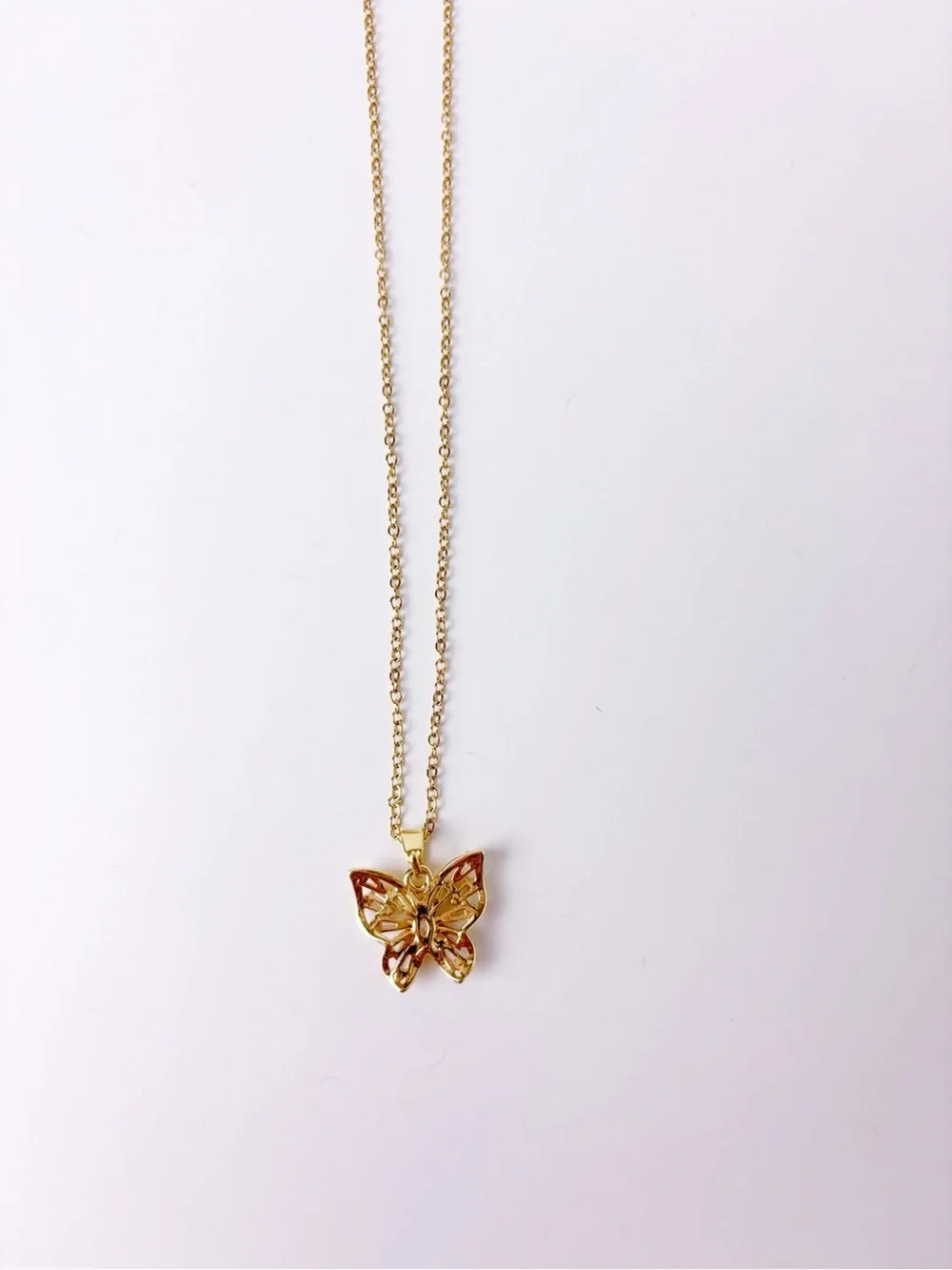 Gold Butterfly Necklace Stainless Steel | Cubic Zirconia Diamonds